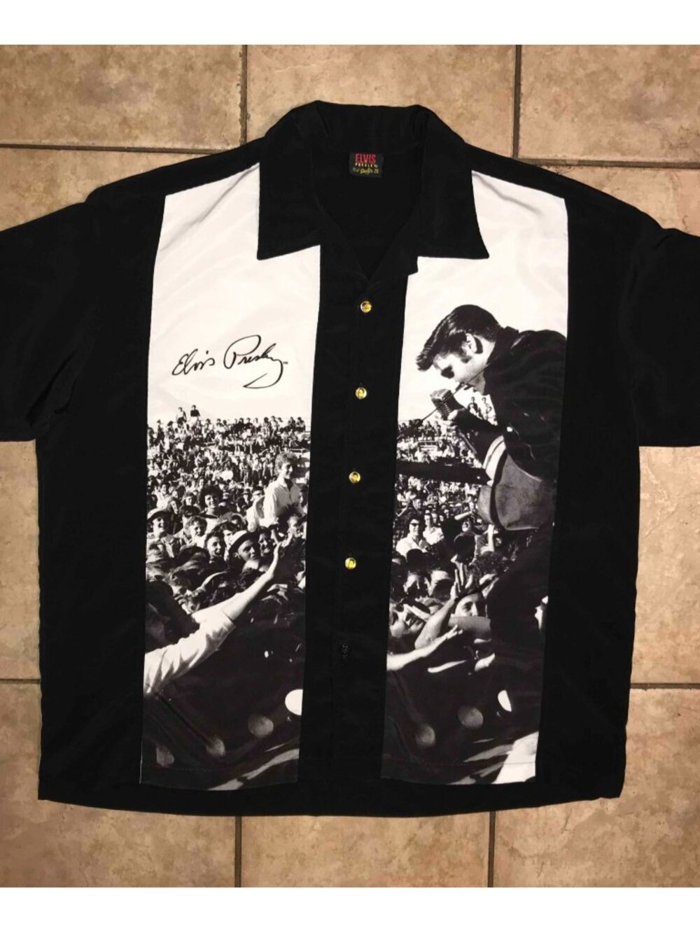 Men's Vintage Elvis Presley by Steady Bowling Shirt Short Sleeve-Concert-Size 2X